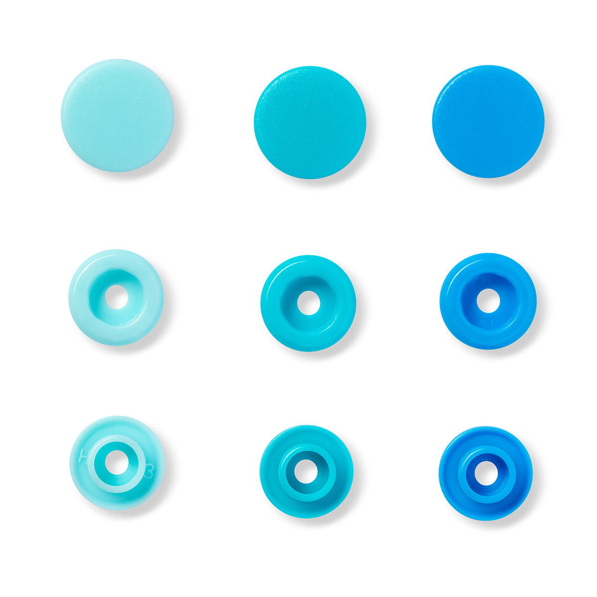 Кнопка PRYM 393000 PL Color Snaps пластик d 12.4 мм 30 шт. св.голубые/голубые/синие Фото 2.