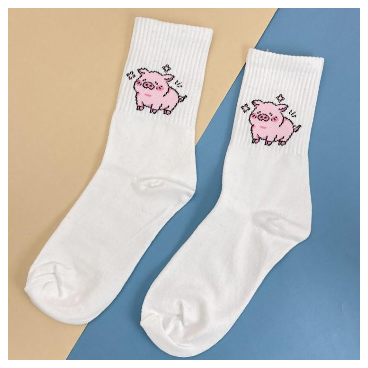 ILIKEGIFT Носки женские 17157 Pig shining, белый р. 35-40 Фото 3.