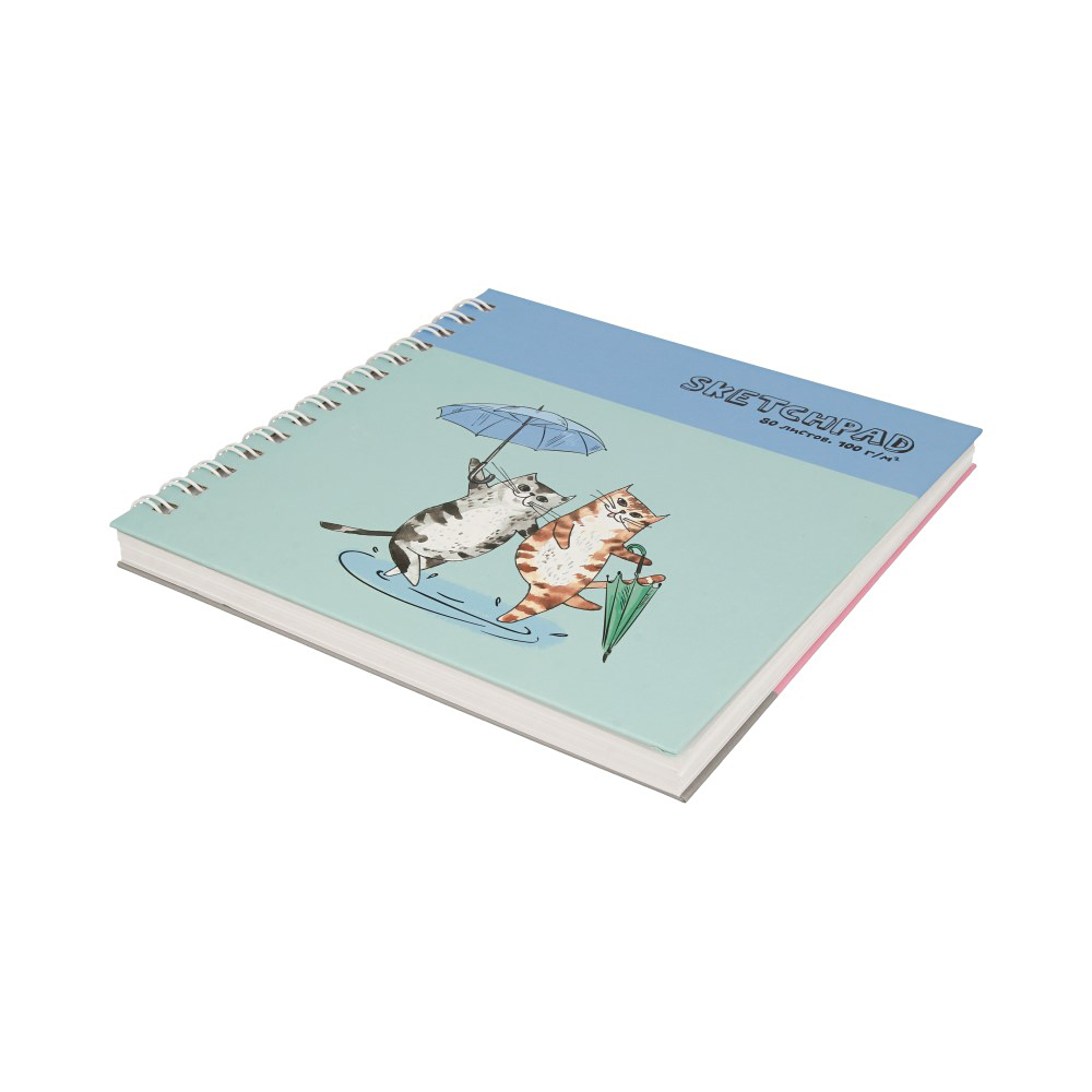Феникс + Скетчпад Весёлые котики 100 г/м2 21.5 х 20 см на гребне 80 л. 57801 Фото 4.