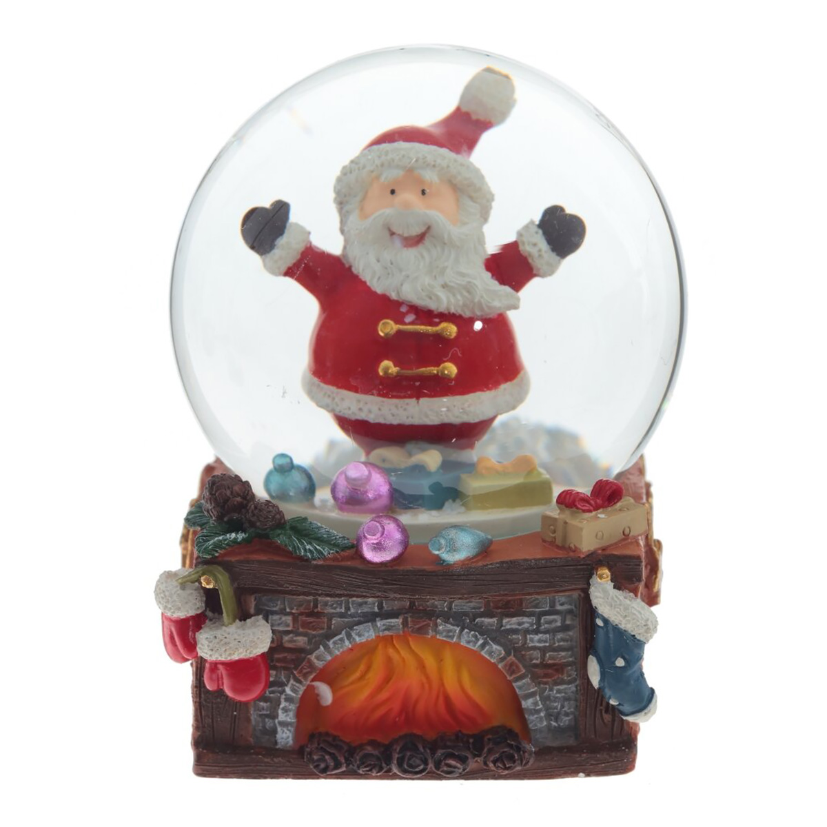 794191 Фигурка декоративная в стеклянном шаре Новый год 6 х 6 х 8 см Красный Фото 3.