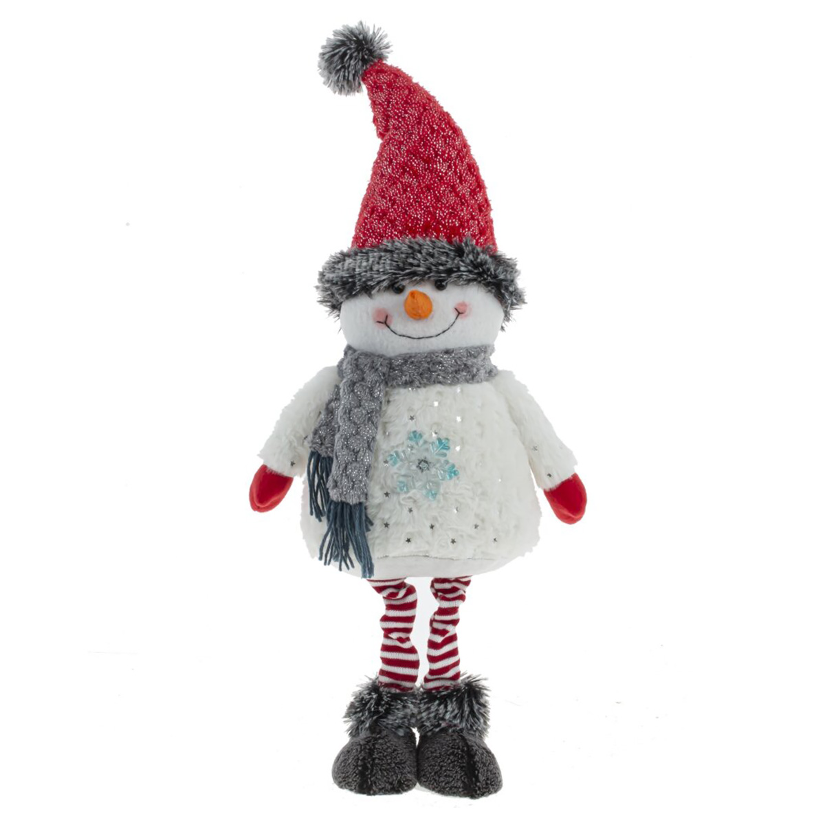 Рождественская открытка, игрушка снеговик, снежки и мяч на белом фоне