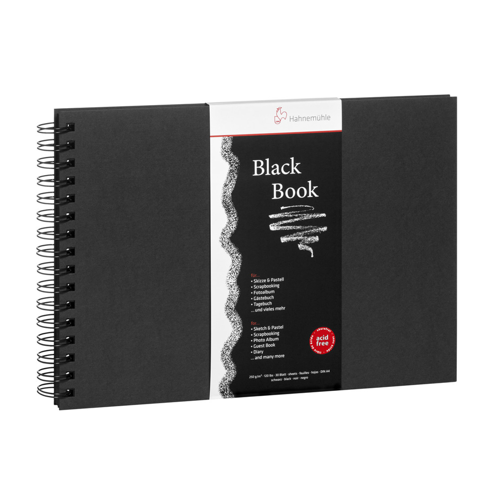 Блэк бук. Альбом Hahnemuhle Black book на спирали 29.7 х 21 см (a4), 250 г/м², 30 л.. Альбом для каллиграфии Hahnemuhle Sumi-e 30 х 40 см, 80 г/м², 20 л.. Hahnemühle Burgund 250 г(матовая)..