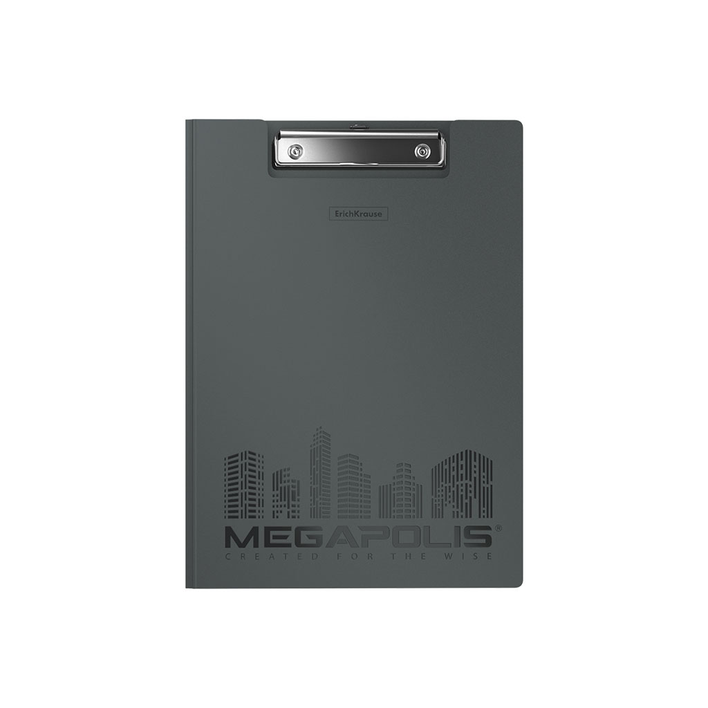 ErichKrause Папка-планшет пластиковая MEGAPOLIS A4 ( 32.2х22.9х6 см) серый 50144 Фото 3.
