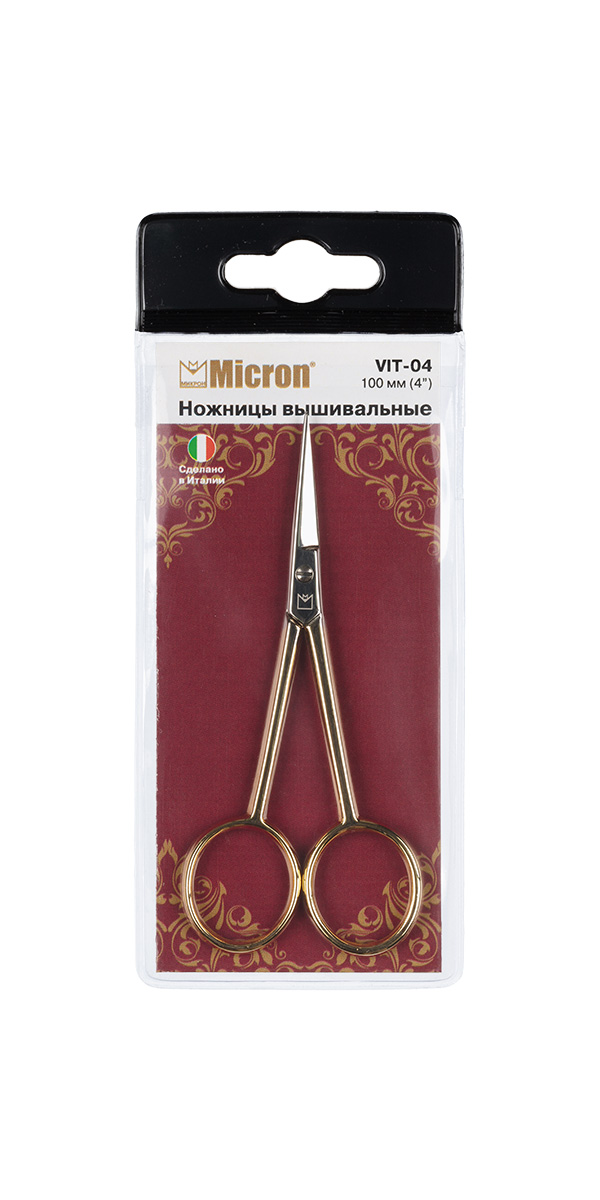 Ножницы Micron VIT-04 для вышивки в чехле 100 мм . Фото 1.