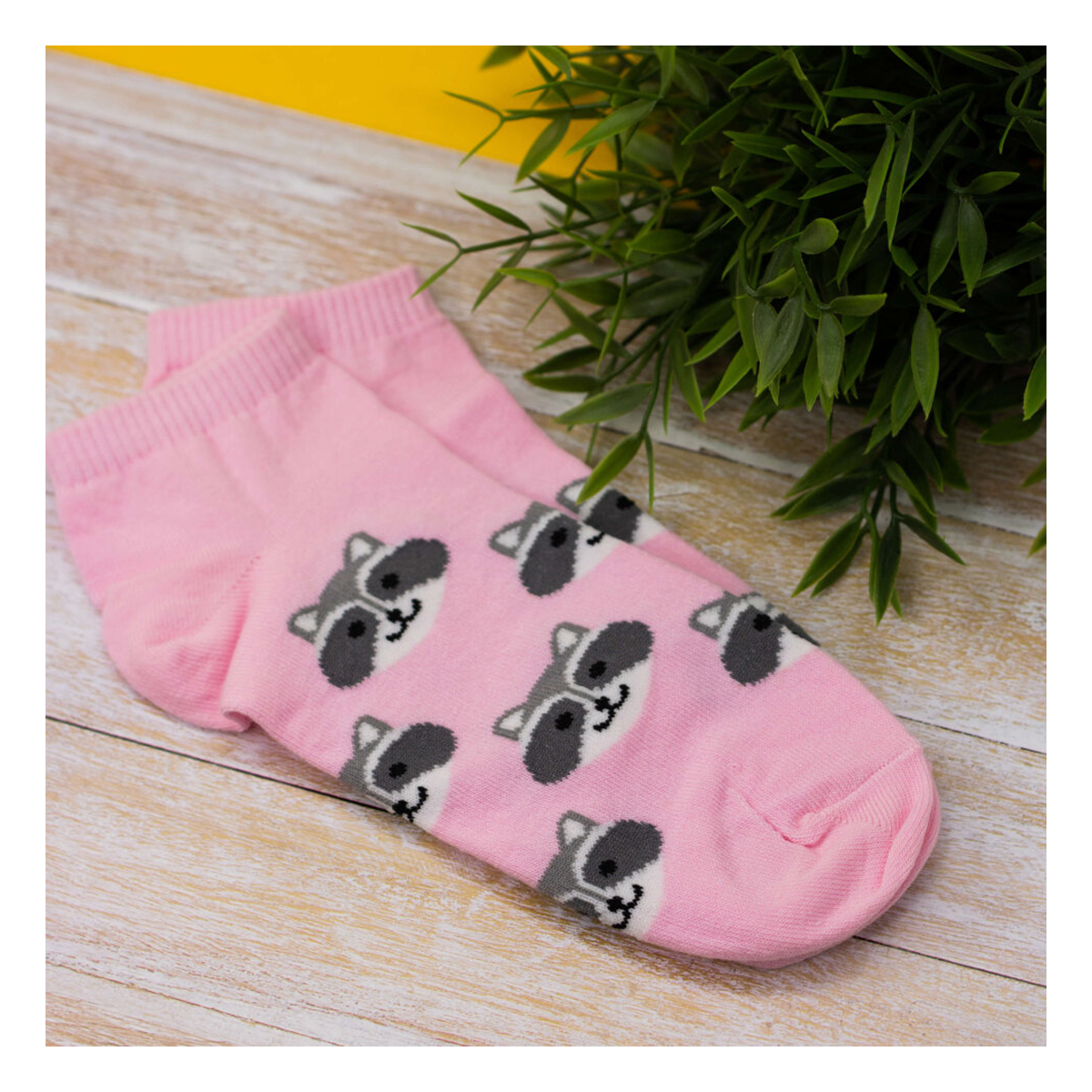 ILIKEGIFT Носки женские короткие 15854 Raccoonрозовые р. 35-40 Фото 1.