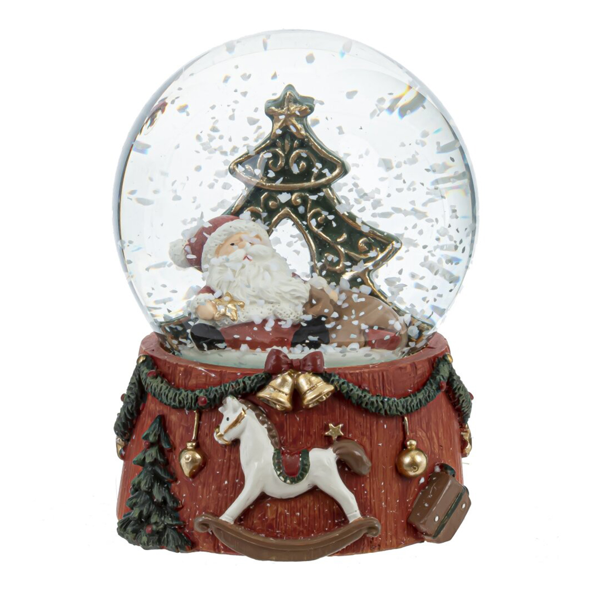 812439 Фигурка декоративная в стеклянном шаре Дед Мороз 6.5 х 6.5 х 8.5 см Оранжевый Фото 1.