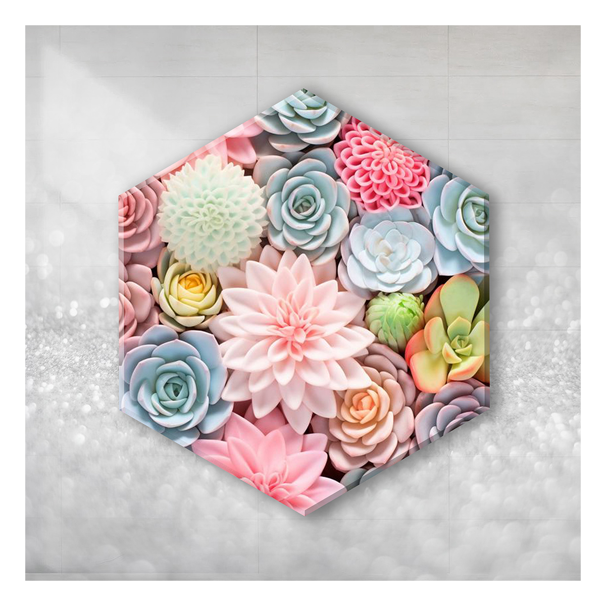 Флюид VSH0006 ГЕКСАГОН Картина по номерам с кристаллами из хрусталя 32 х 37 см Красивые суккуленты Фото 1.