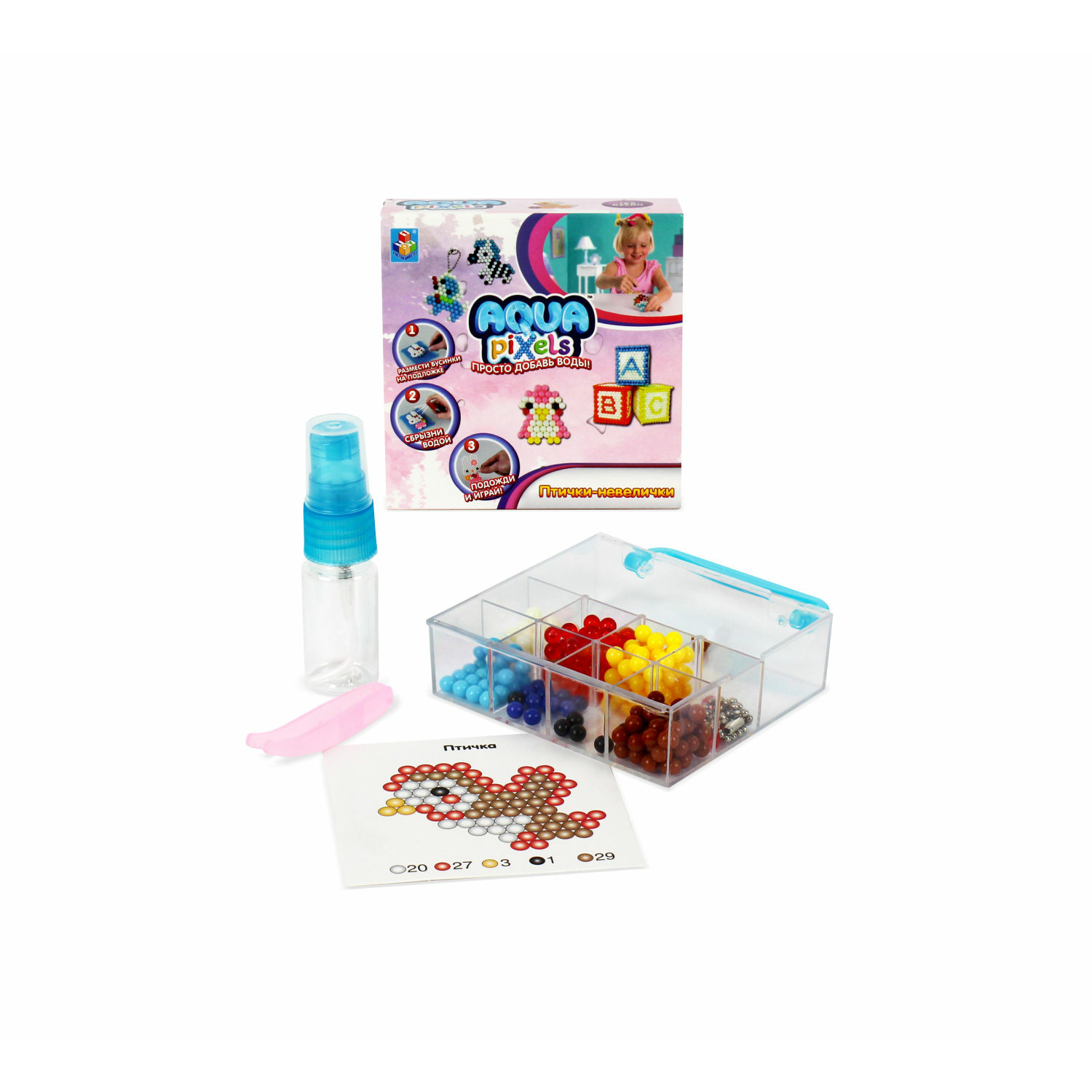1TOY Набор для творчества Aqua pixels Птички- невелички Т15233 Фото 1.