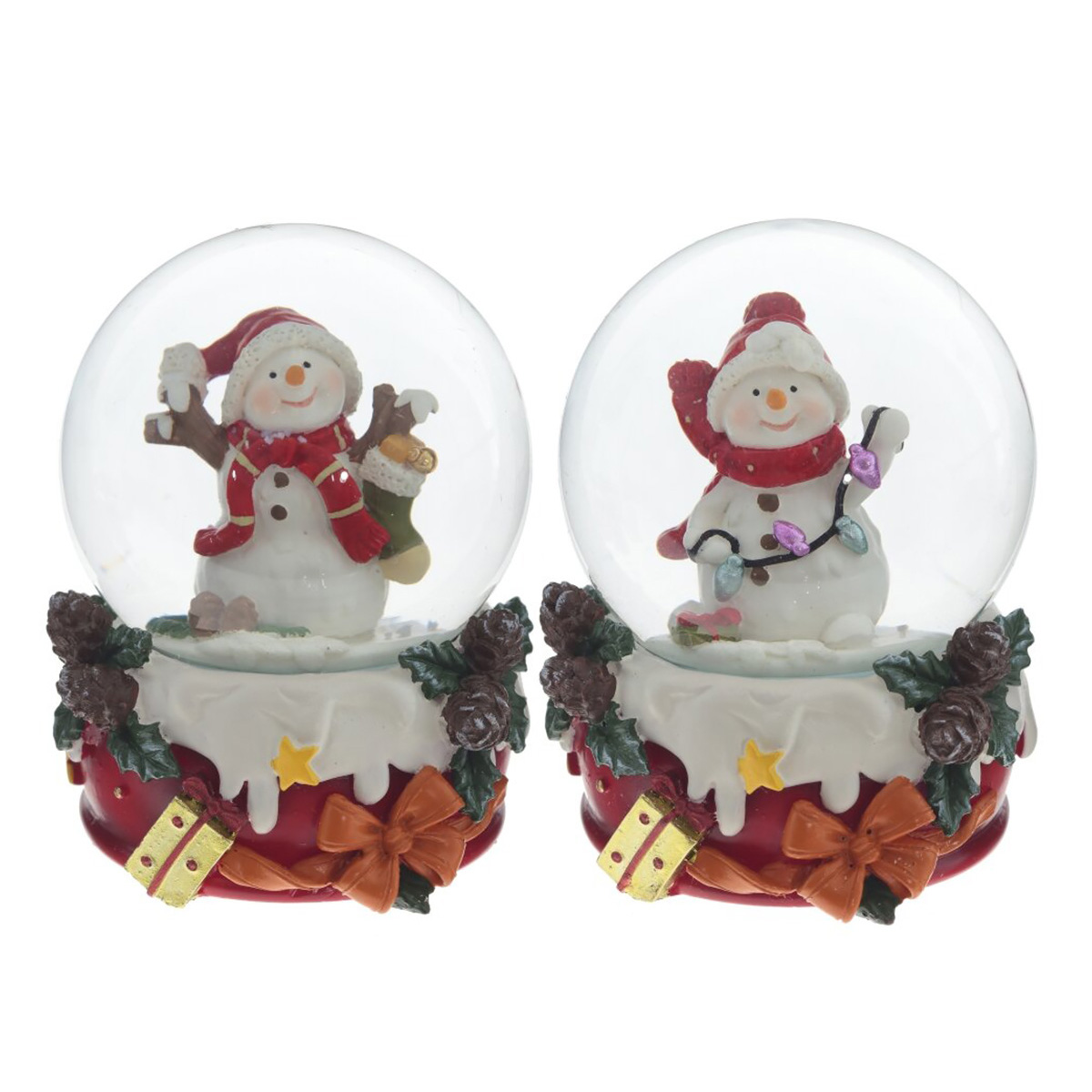 794182 Фигурка декоративная в стеклянном шаре Новый год 7 х 7 х 8.5 см Красный Фото 4.