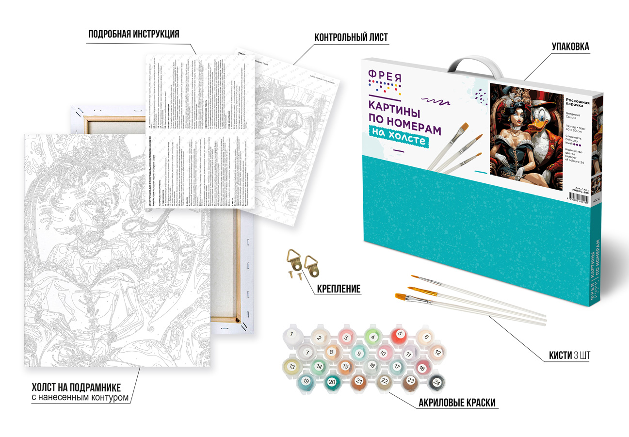 ФРЕЯ PNB/PL-299 Набор для раскрашивания по номерам 50 х 40 см Роскошная парочка Фото 4.