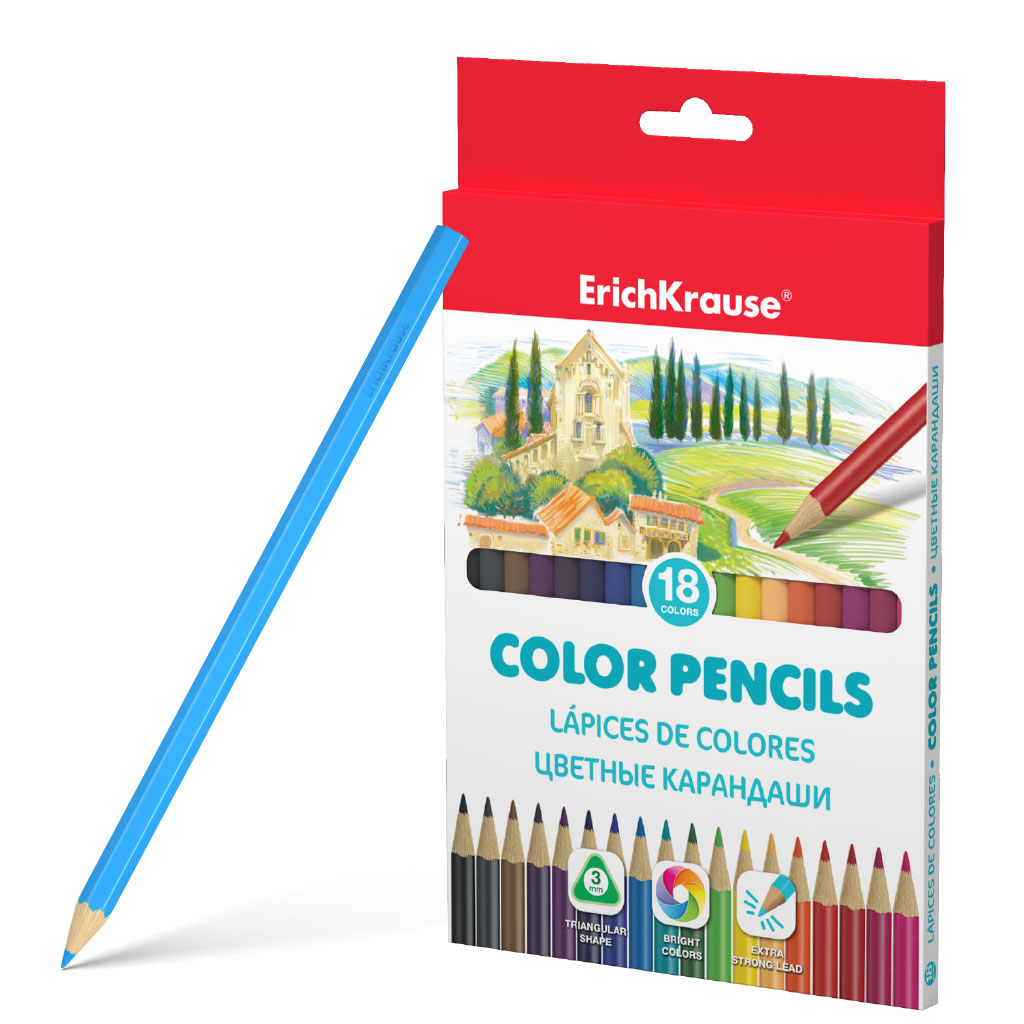 ErichKrause Цветные карандаши трехгранные заточенный 18 цв. 49887 Фото 1.