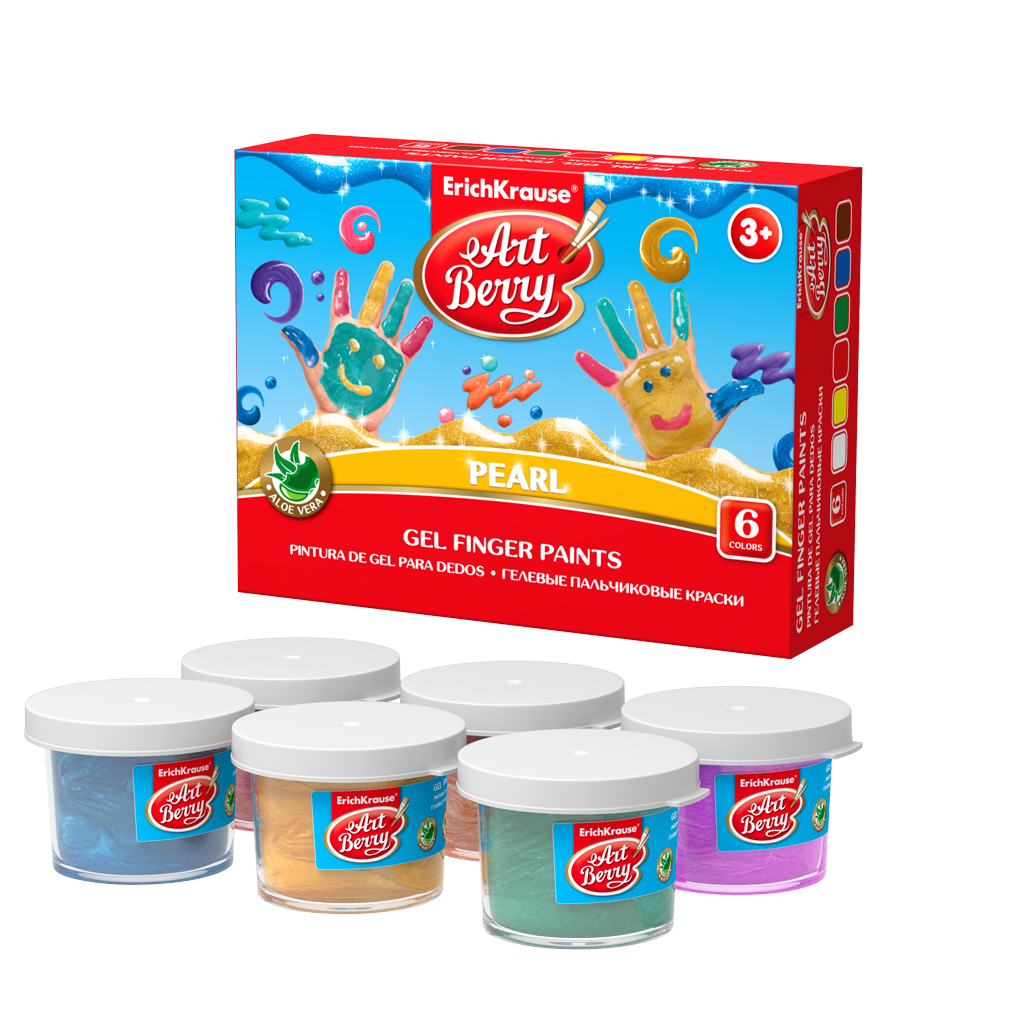 Краска пальчиковая "Artberry" гелевые с Алоэ Вера 6 цв. х 35 мл 54033 ...