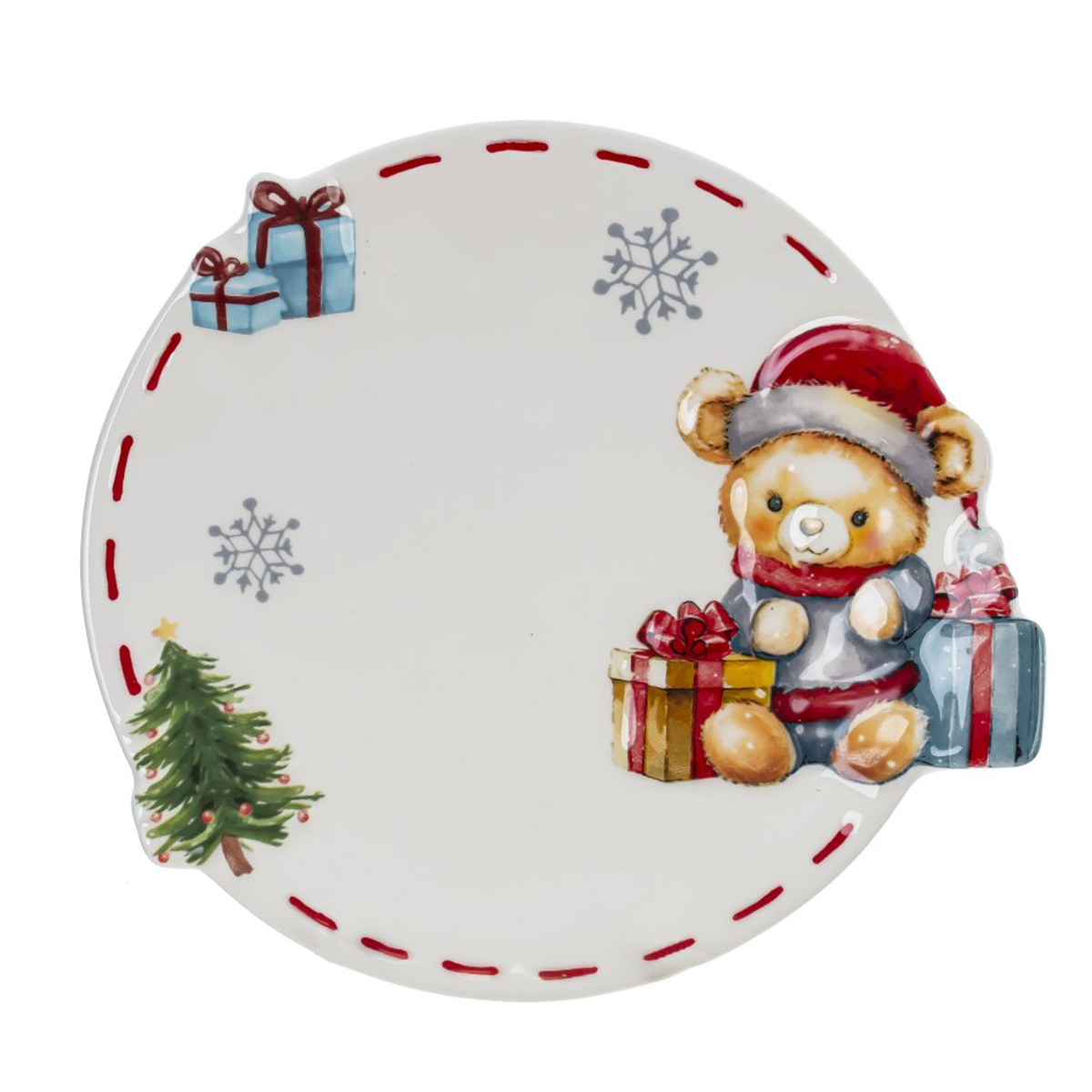 Посуда керамическая 805093 Тарелка Веселый Новый год 16 х 15 х 1.5 см Красный Фото 1.
