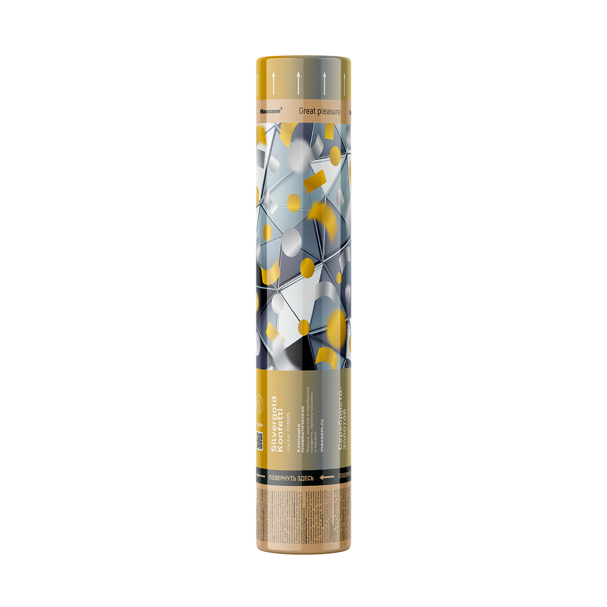 Maxsem Хлопушка 30 см Silvergold Konfetti/Cеребристо-золотой CM009 Фото 1.