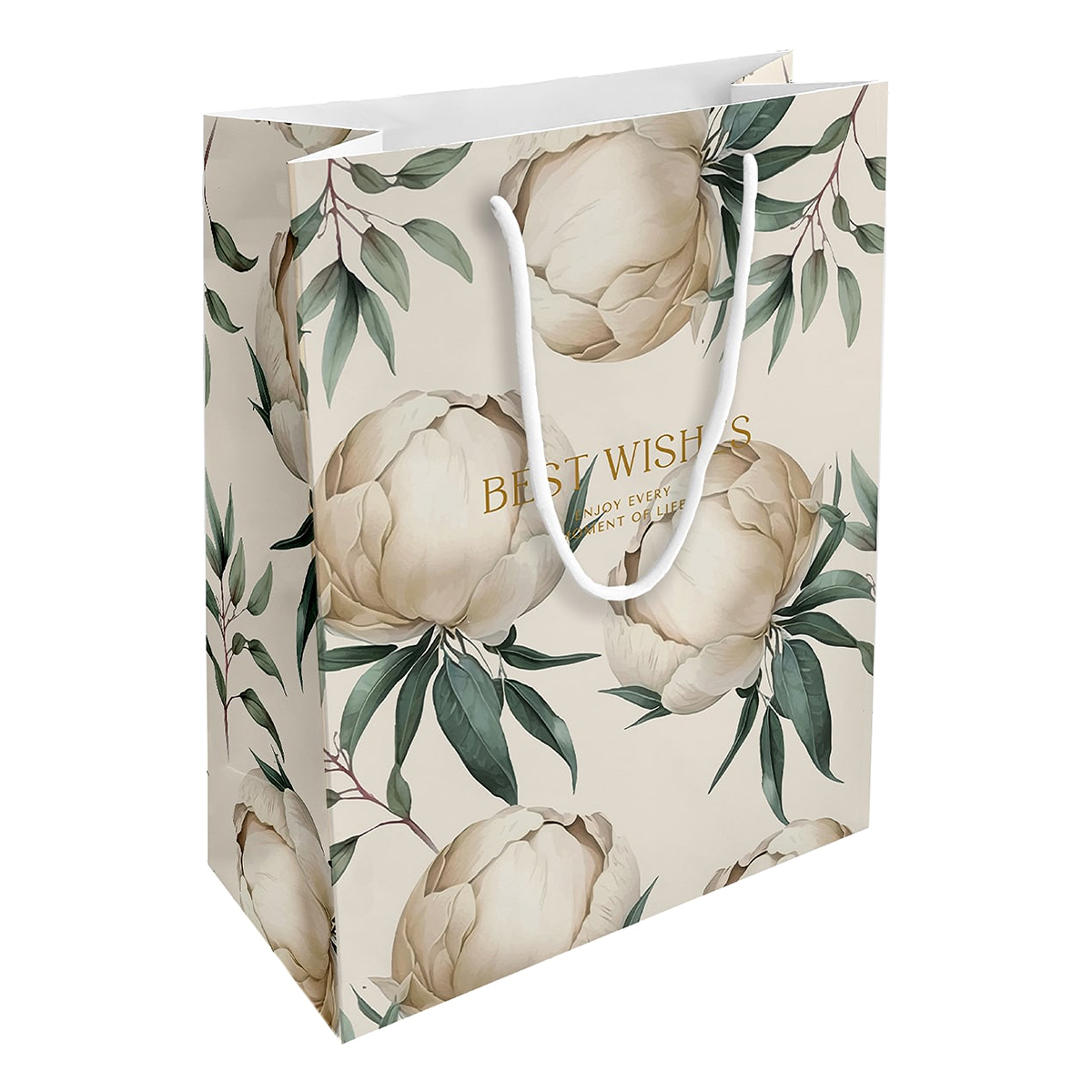 Be Smart N5745 Пакет бумажный,подарочный.Коллекция Peony 32x25 см айвори Фото 1.