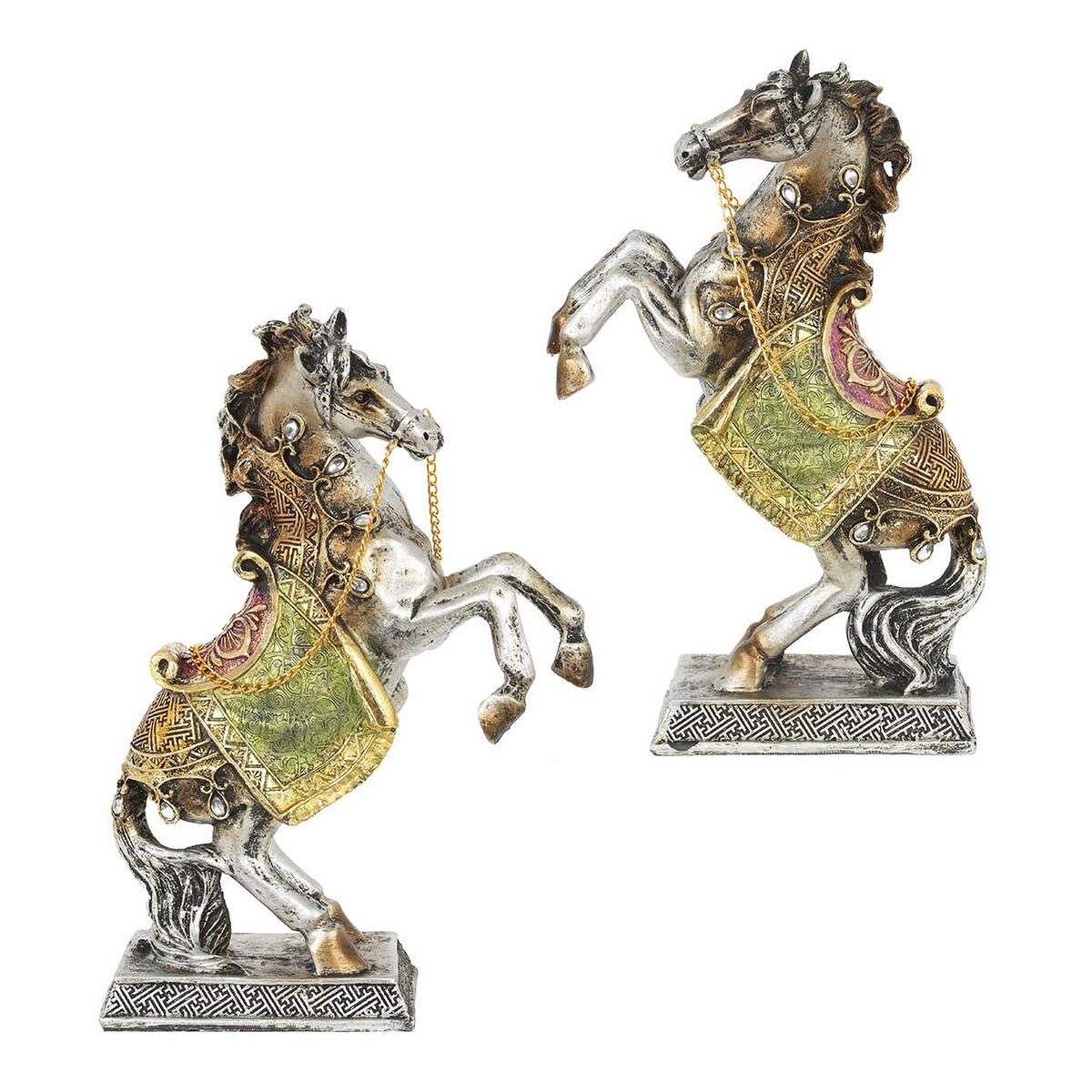 823559 Фигурка декоративная Лошадь 17 х 7 х 24 см Серебряный Фото 1.