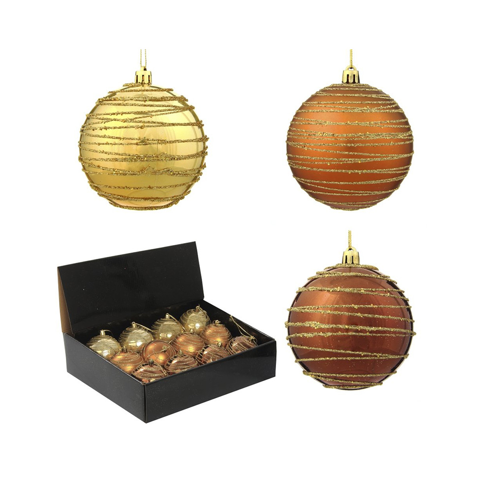 Набор из 12-и предметов Шар Спираль золотистая D. 8 см Золото 744579 Фото 1.