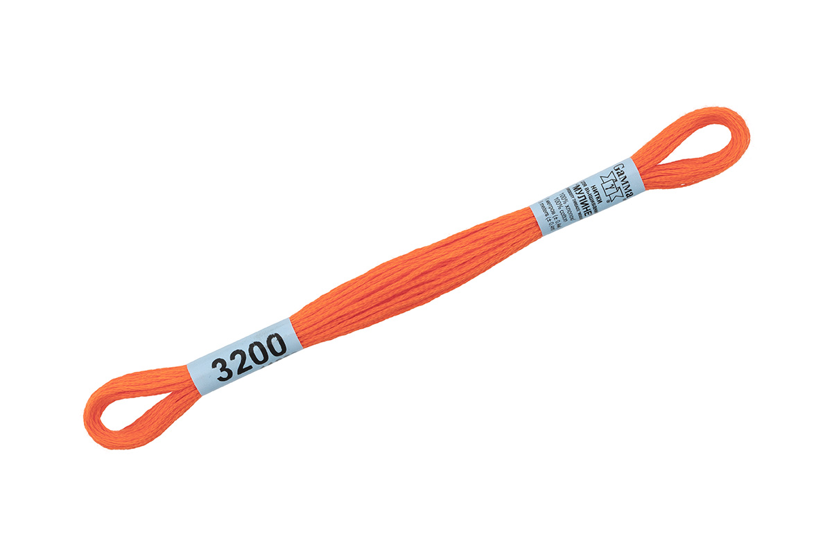 Нитки для вышивания Gamma мулине ( 3173-6115 ) 100% хлопок 8 м №3200 алый Фото 1.