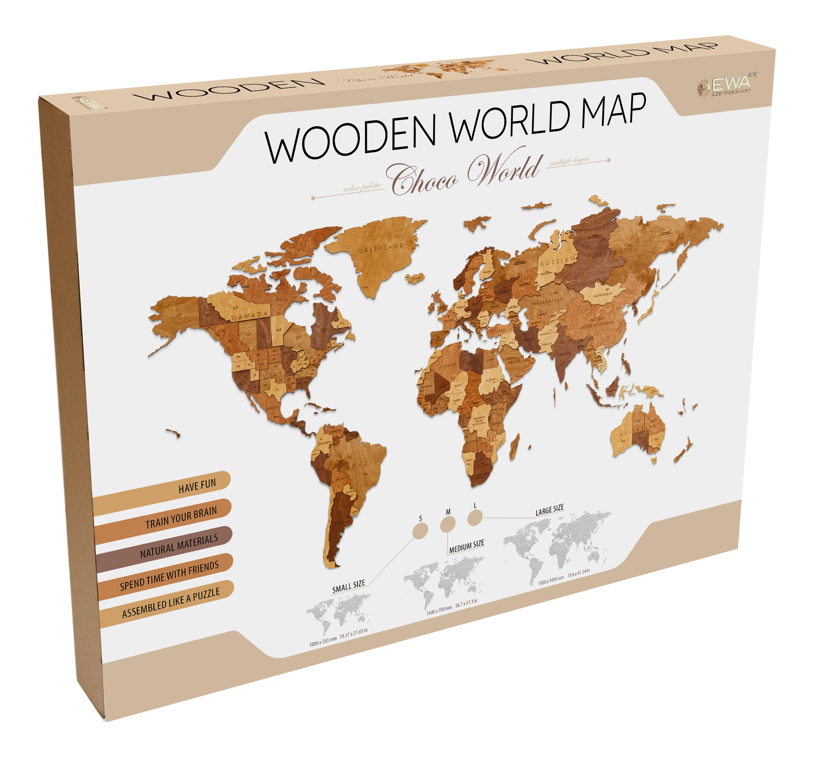 Eco Wood Art Конструктор деревянный 3D Карта Мира настенная, объемная 3  уровня, размер S EMap-S-Choco цвет шоколад купить за 4989,00 ₽ в  интернет-магазине Леонардо