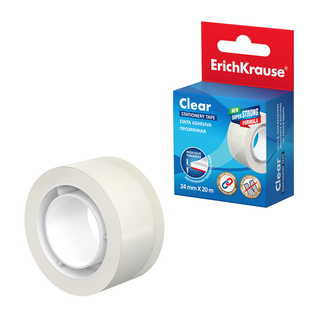 ErichKrause Клейкая лента Clear 24 мм х 20 м прозрачная 58723 Фото 1.
