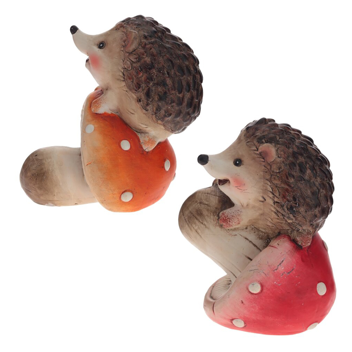 809091 Фигурка декоративная Ёжик 9 х 8 х 11 см Оранжевый, Красный Фото 1.