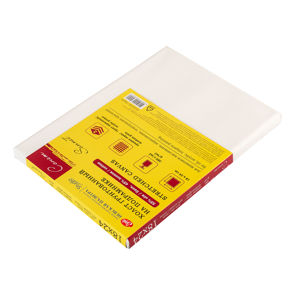 Холст грунтованный на подрамнике Сонет 55% хлопок, 45% лён 18 х 24 см 380 г/кв.м 2333103-18х24 среднезернистый Фото 3.