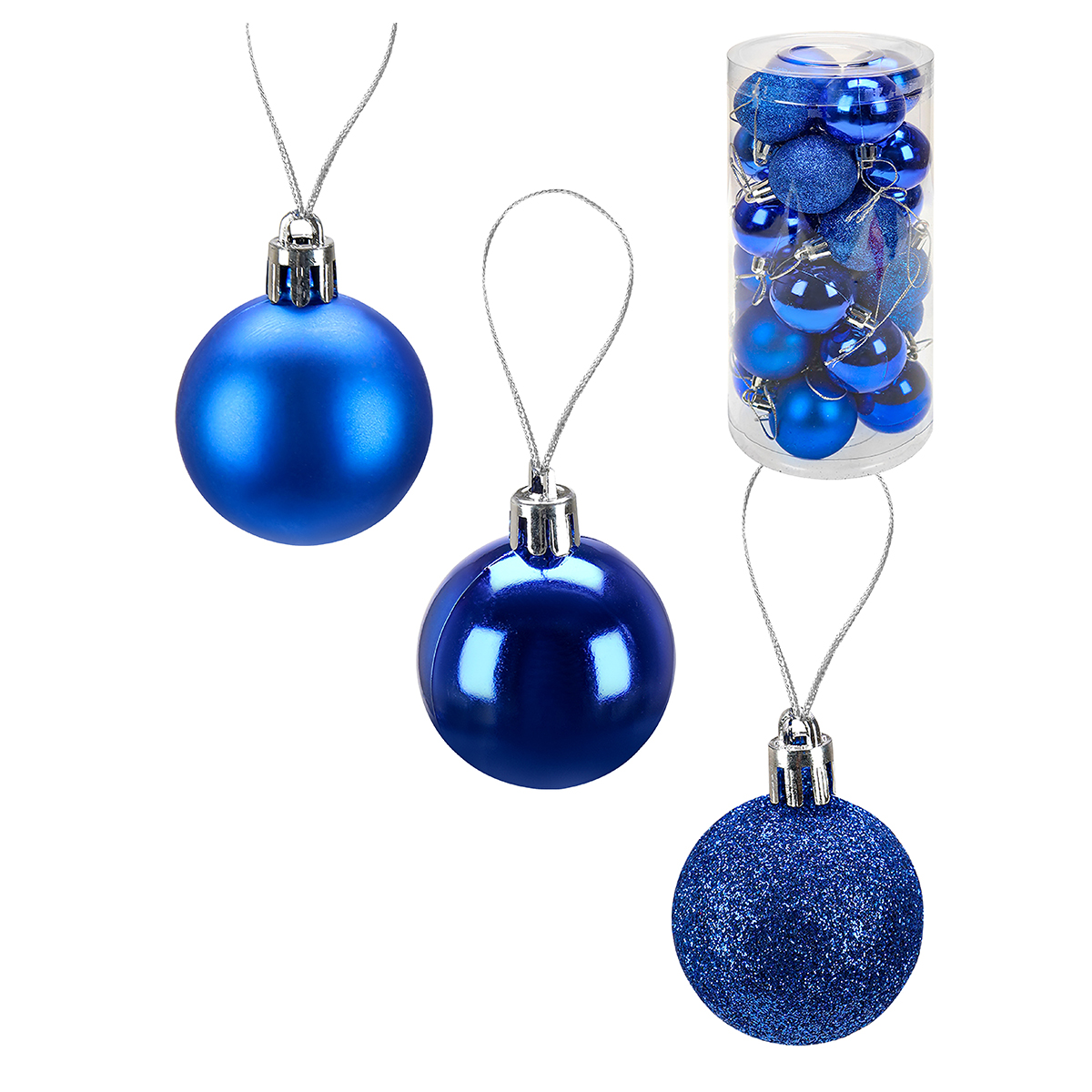 MILAND Набор ёлочных шаров Новогоднее настроение D. 4 см 24 шт. синий НУ-3434 Фото 1.
