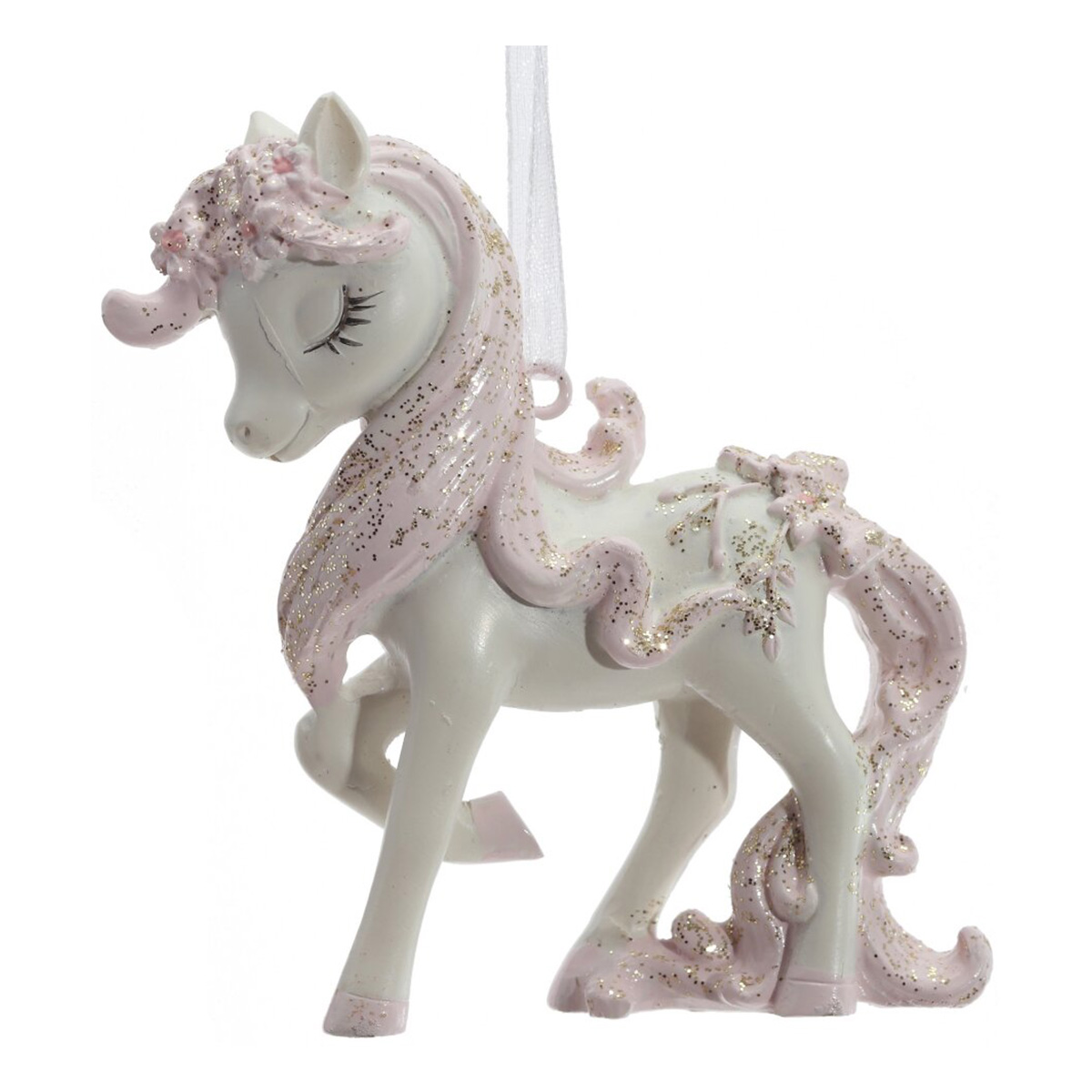 826237 Фигурка декоративная подвесная Лошадка 8.5 х 2.0 х 8.5 см Белый, Розовый Фото 3.