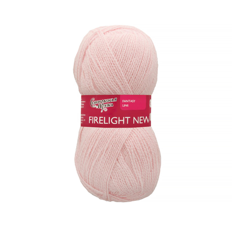 Пряжа Семеновская  МШФ _FireLight NEW (Костер NEW) 96% акрил, 4% метанит 100 г 394 м 0891 ; св.розовый-серебро Фото 1.