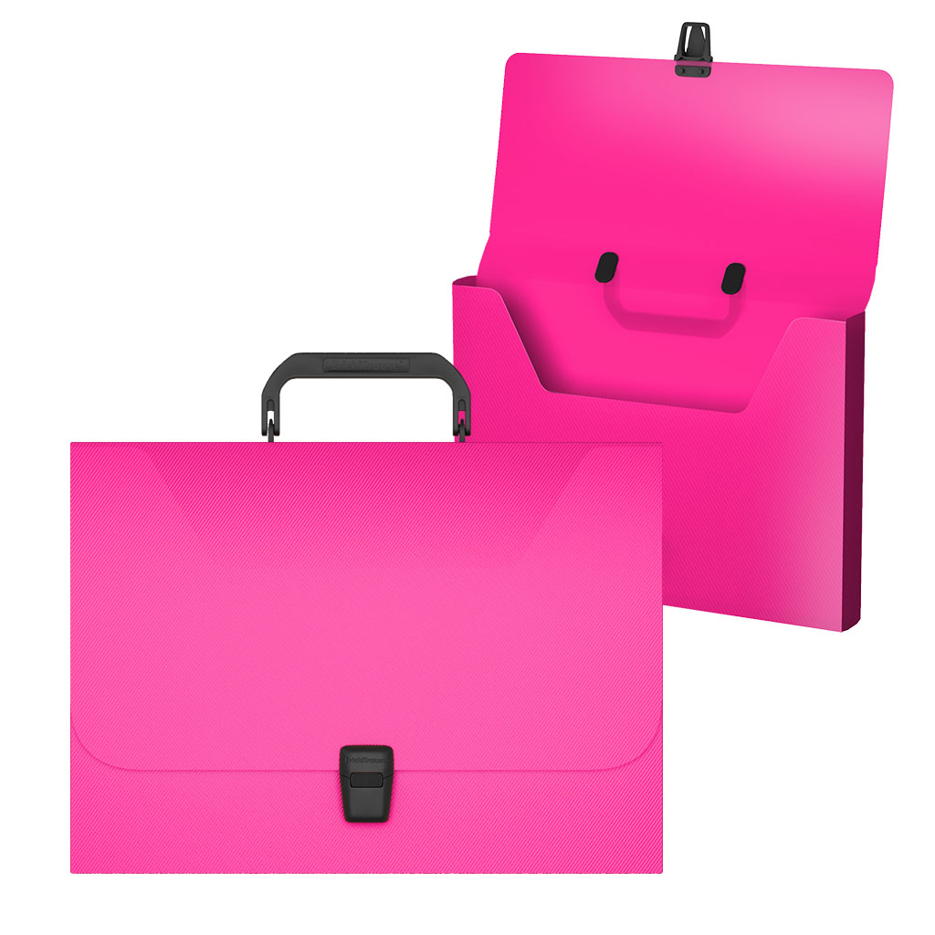 ErichKrause Портфель пластиковый Diagonal Neon A4 ( 23х33.5х3.5 см) розовый 50443 Фото 1.