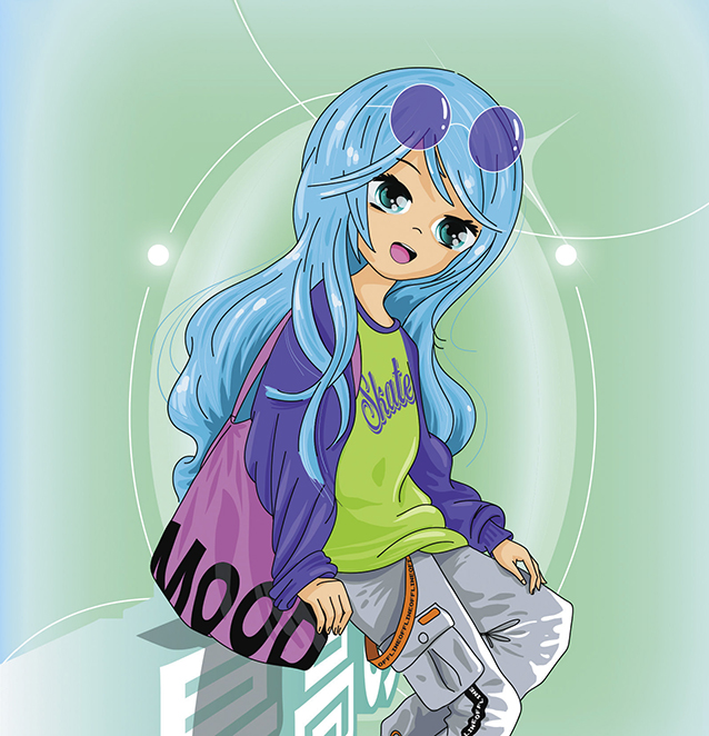 "Контэнт" Блокнот К-РОР девочка в топике и юбке, бежево-розовый фон ...