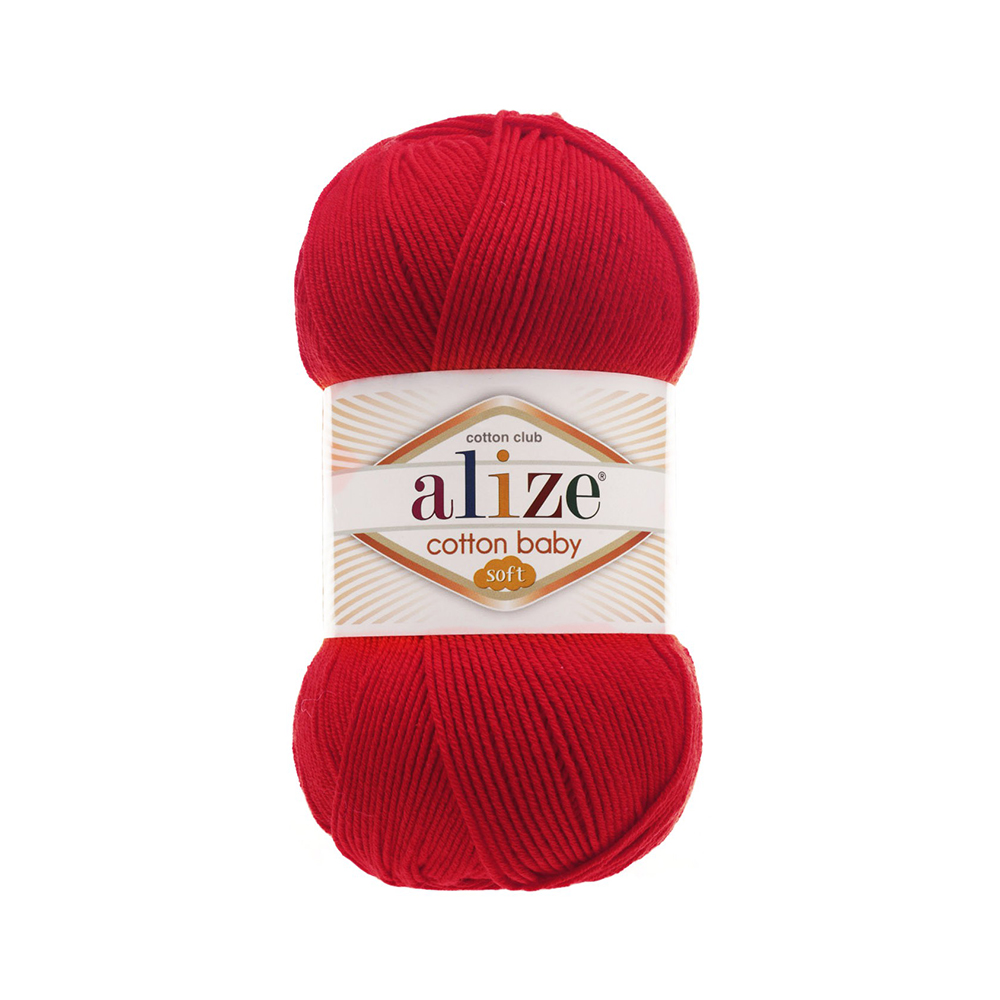 Пряжа Alize Cotton Baby Soft 50% хлопок, 50% акрил 100 г 270 м 056 красный Фото 1.