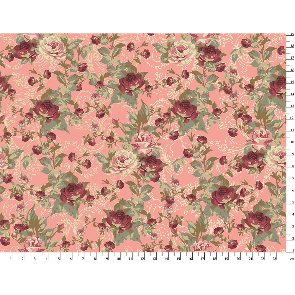 Ткань для пэчворка PEPPY ВИКТОРИАНСКИЕ РОЗЫ 50 x 55 см 146 г/кв.м ± 5 100% хлопок ВР-16 розовый Фото 2.