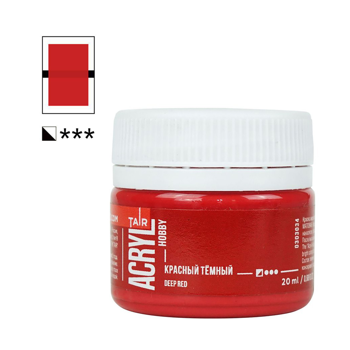 Краска акриловая "ТАИР" "Акрил-Хобби" 20 мл 303034 Красный темный ...