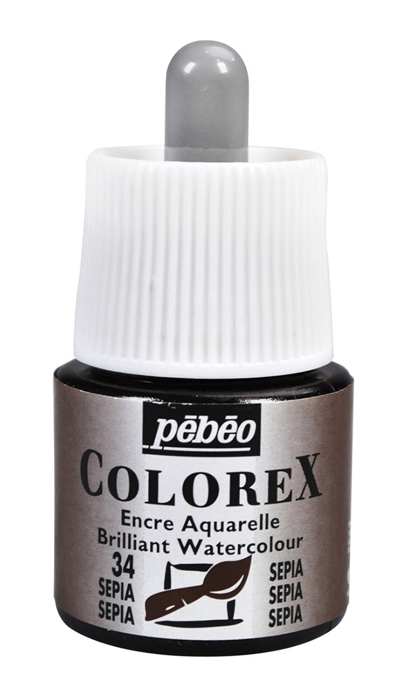 Краска акварель PEBEO Акварельные чернила Colorex 45 мл 341-034 сепия Фото 1.