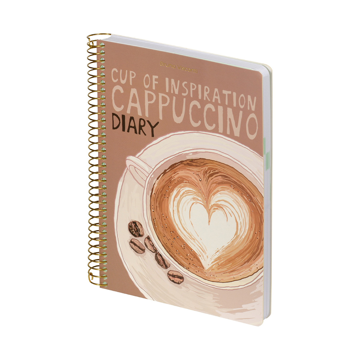 Bruno Visconti Ежедневник на золотом гребне CUTE DIARY BV A5 136 л. СЧАСТЬЕ В КОФЕ.CAPPUCCINO 3-701/03