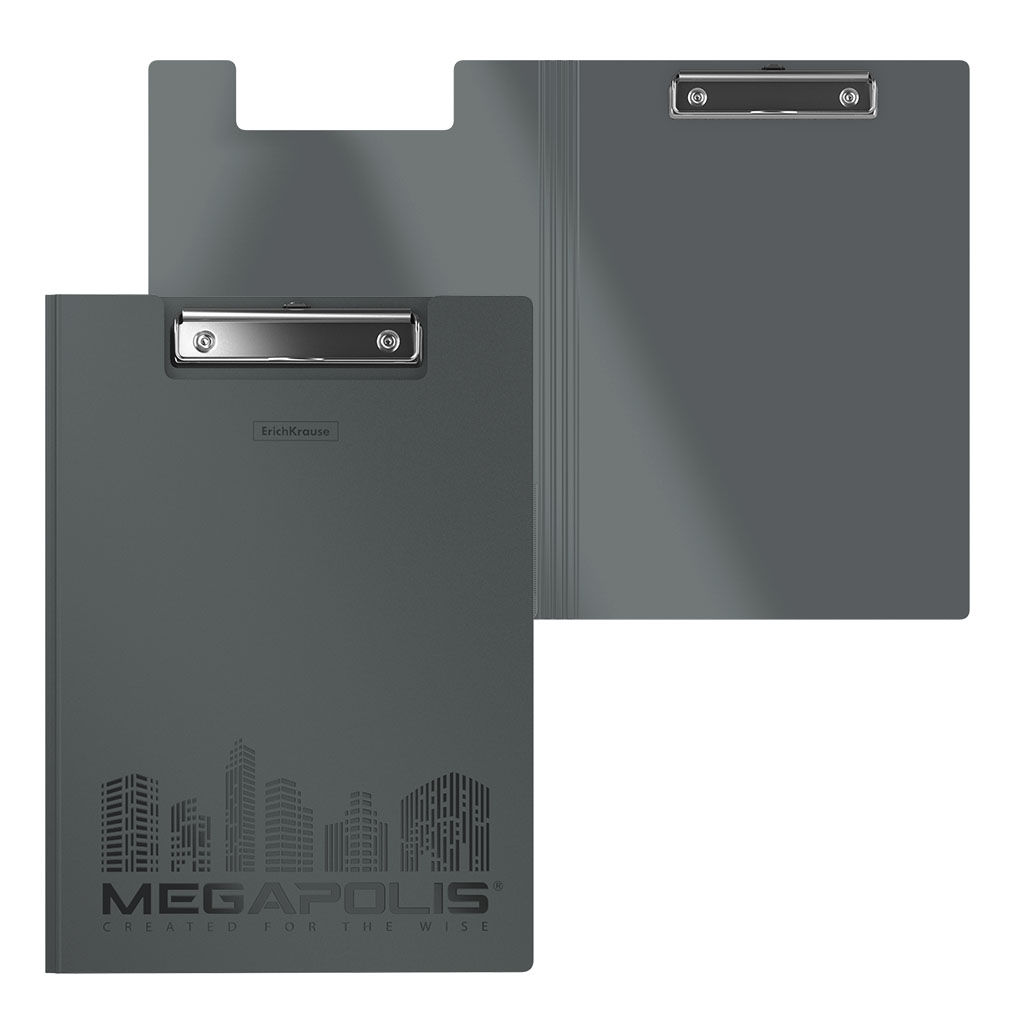 ErichKrause Папка-планшет пластиковая MEGAPOLIS A4 ( 32.2х22.9х6 см) серый 50144 Фото 1.