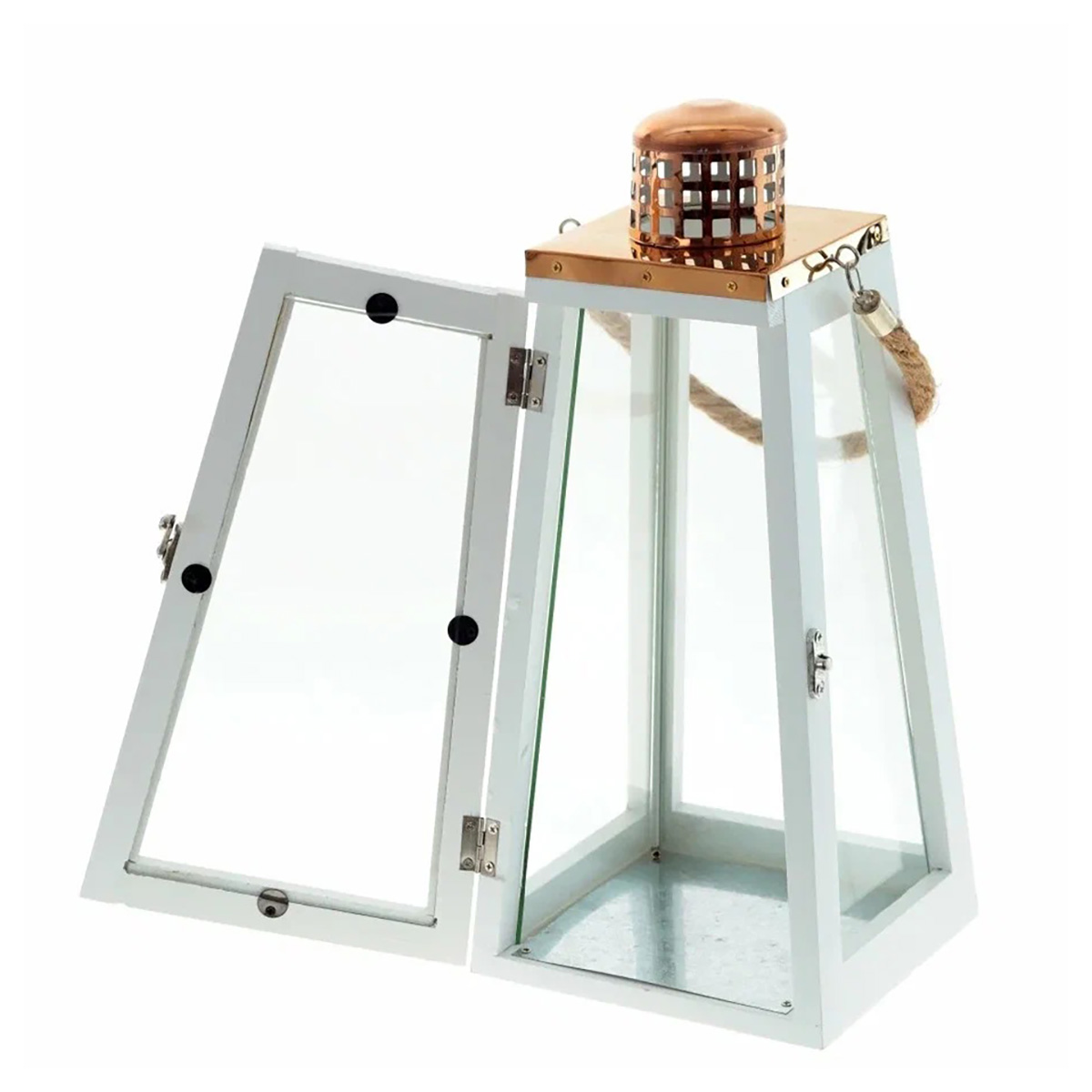 756779 Подсвечник Фонарь h. 36.5 см Белый, Золотой Фото 2.