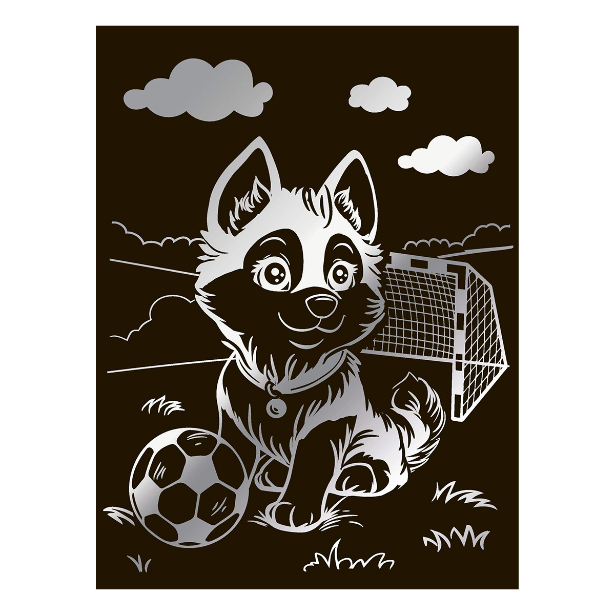 Lori Гравюра 21.5 х 27.5 см Хаски-футболист серебро Гр-772 Фото 4.