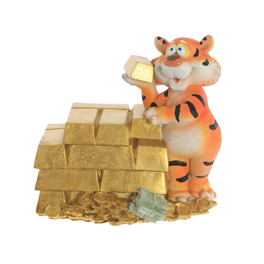 Копилка Тигр 16.5 х 11 х 15.5 см Оранжевый, Золотой 764024 Фото 1.