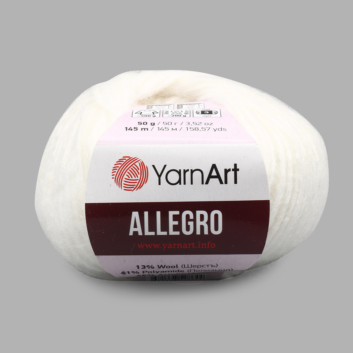 Пряжа YarnArt Allegro 46% акрил, 41% полиамид, 13% шерсть 50 г 145 м Фото 1.