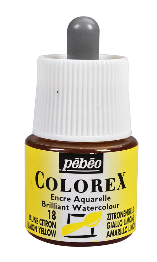 Краска акварель PEBEO Акварельные чернила Colorex 45 мл 341-018 желтый лимонный Фото 1.