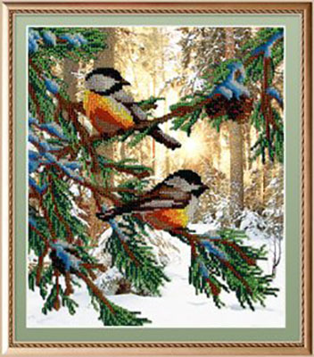 Набор для вышивания М.П.Студия БГ №03 №233 Птички в лесу 28 х 35 см Фото 1.