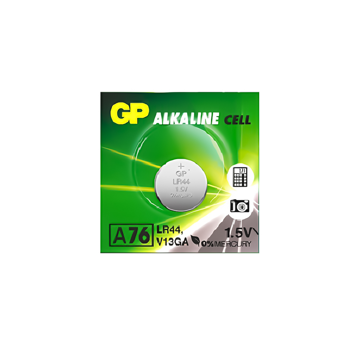 GP Алкалиновая пуговичная батарейка GP A76 1 шт. в блистере GP A76FRA-2C10 250/5000 Фото 1.