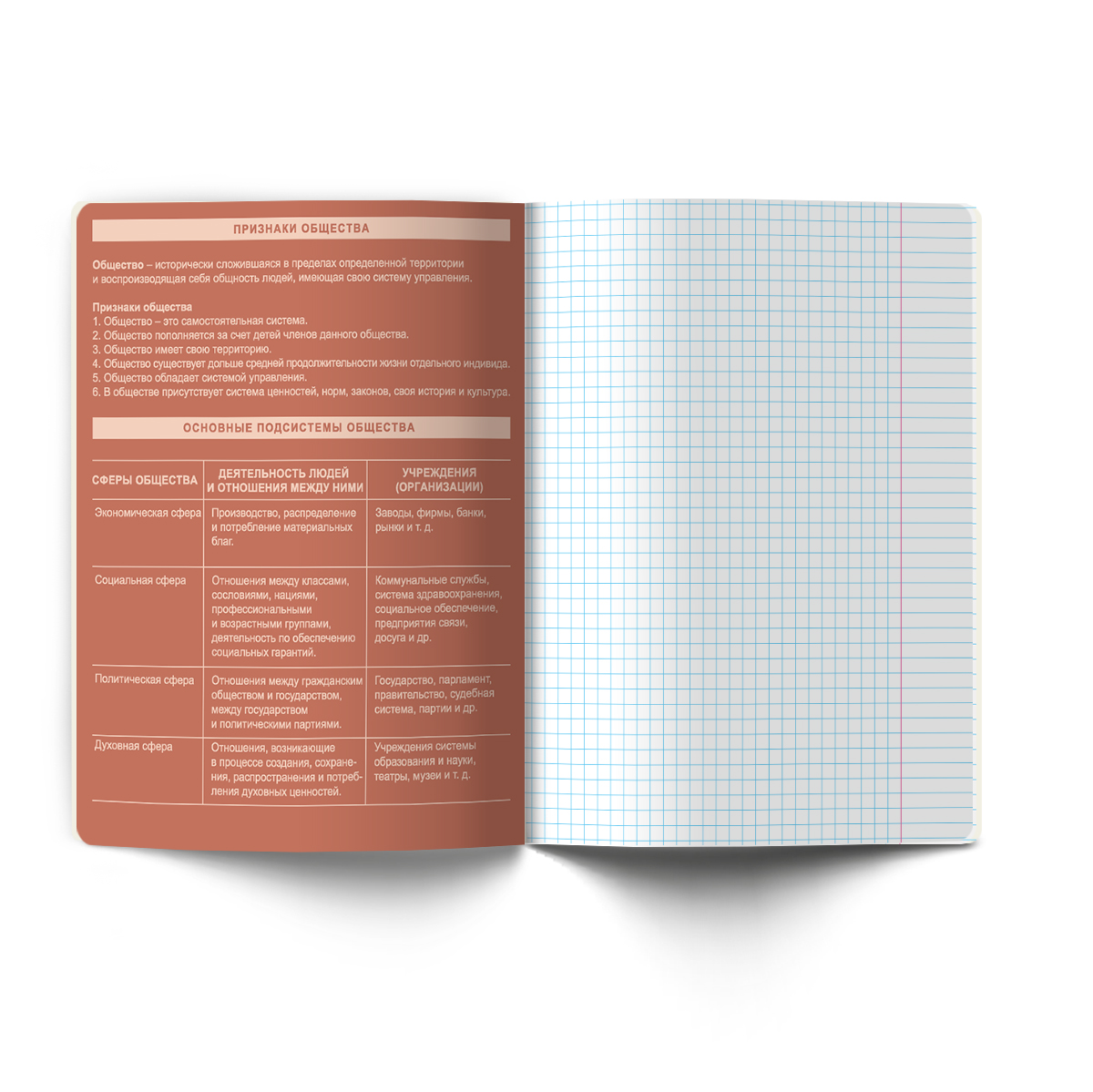 Светоч Т284 Тетрадь со справочным материалом Лёгким почерком, софт-тач ламинация, A5 48 л. на скобе 65 г/кв.м , белизна 100 % , клетка 01844 Лёгким почерком Обществознание Фото 4.