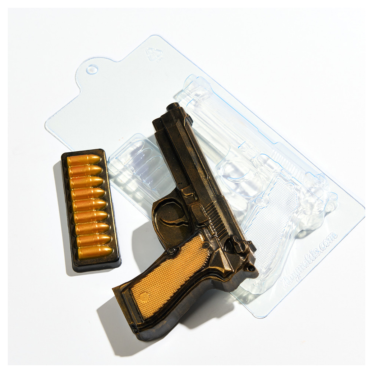 AnyMolds Форма пластиковая для мыла ПЭТ Пистолет и патранташ Фото 1.