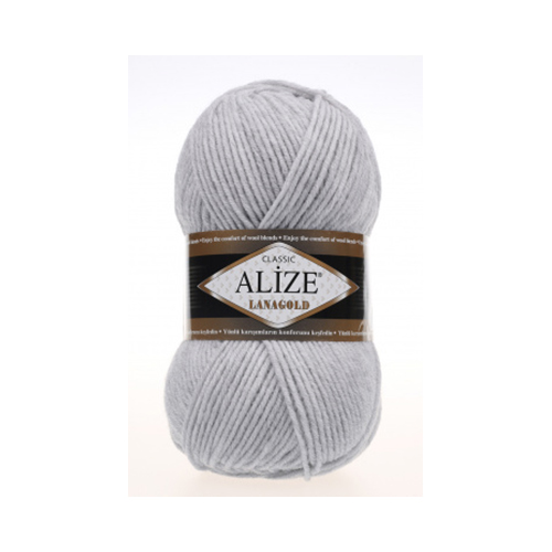 Пряжа Alize LanaGold 51% акрил, 49% шерсть 100 г 240 м 684 пепельный меланж Фото 1.