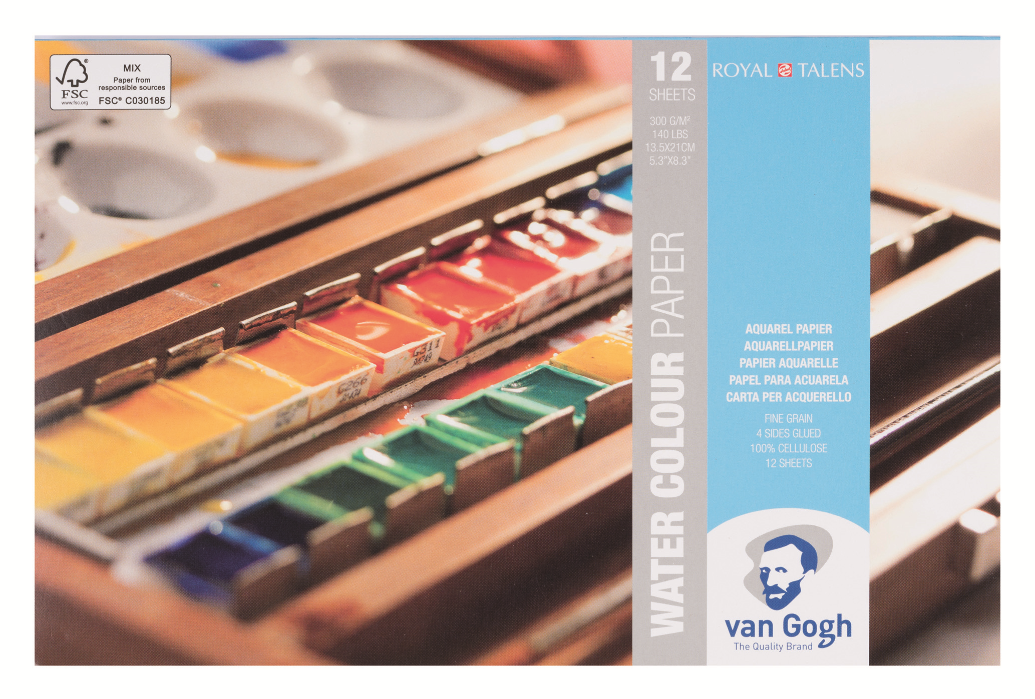 Royal Talens Альбом для акварели Van Gogh 100% целлюлоза 200 г/м2 21.2 х 13.7 см склейка с четырех сторон 20 л. 94171321 среднезернистая Фото 1.