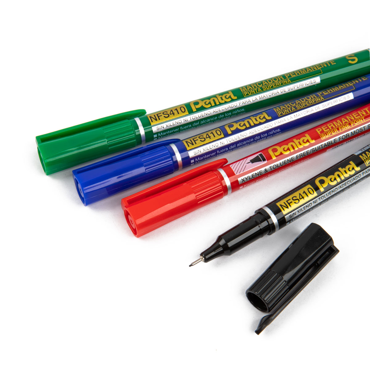 Pentel Набор перманентных маркеров Fine Point 4 цв. NFS410-4M Фото 5.