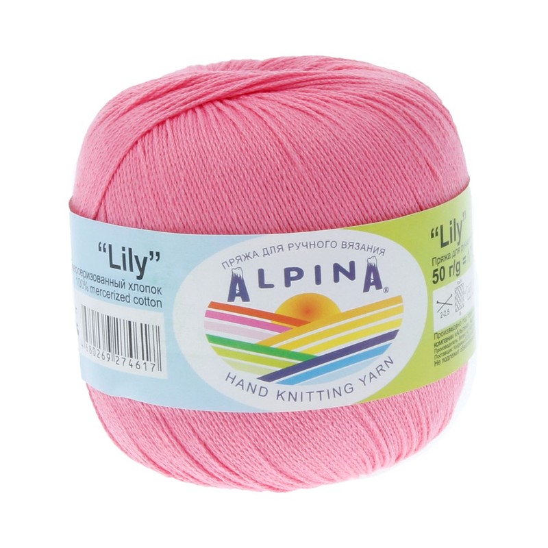 Пряжа ALPINA LILY 100% мерсеризованный хлопок 50 г 175 м №286 бл.розовый Фото 1.